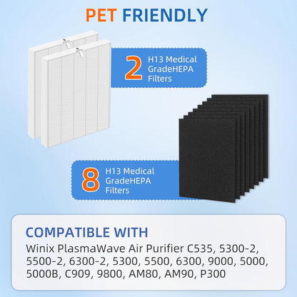 Filtro de repuesto HEPA 115115 A para purificador de aire Winix Plasmawave C535