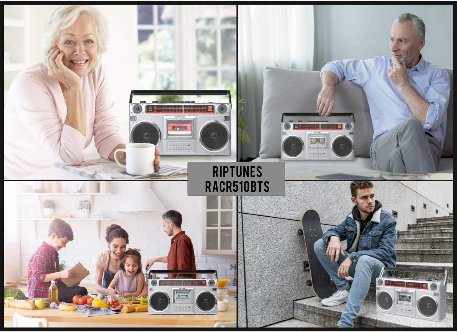 Riptunes Boombox - Grabador de cassette de radio, radio AMFM -SW1SW2,...