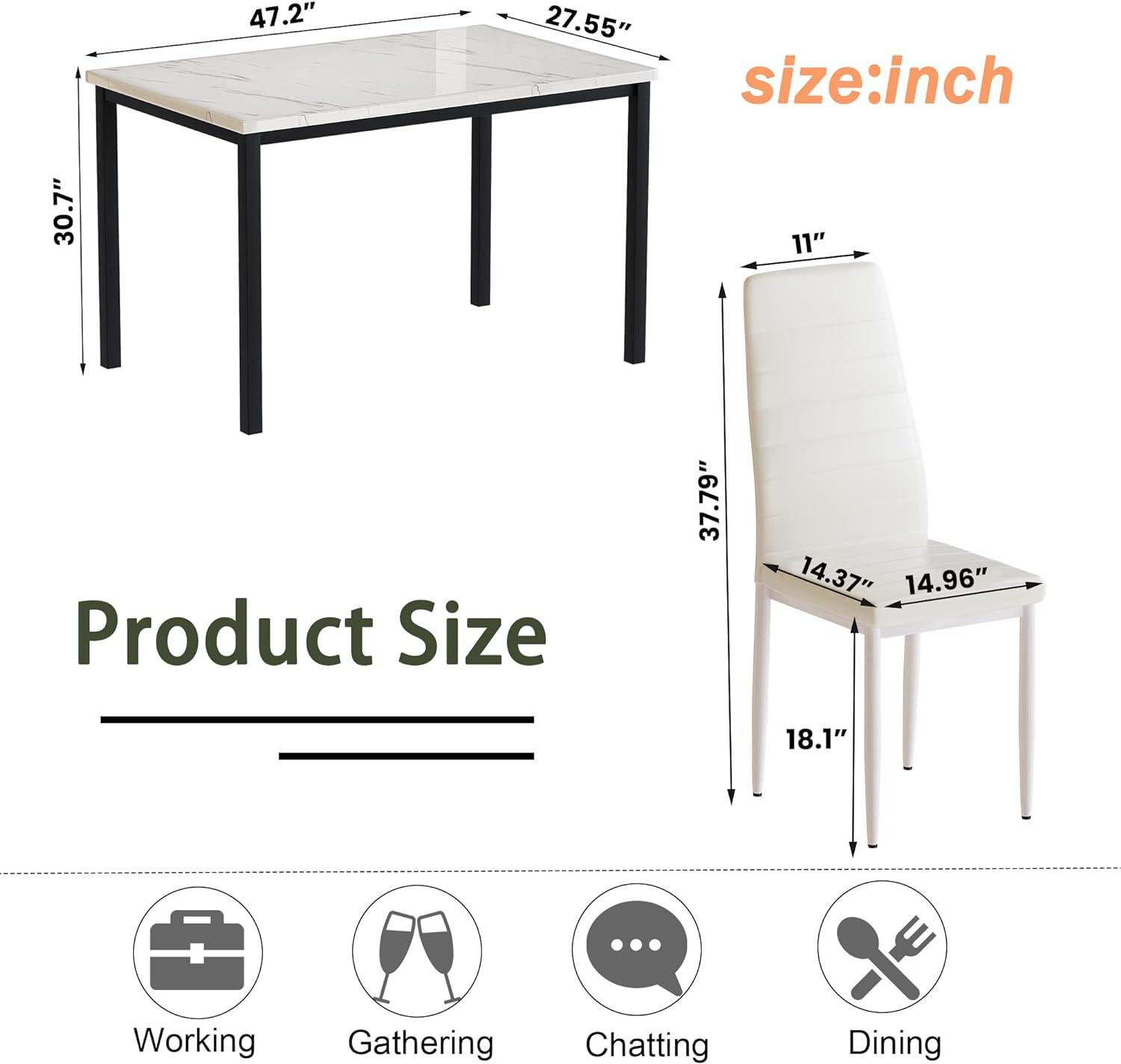 Juego de mesa de comedor de 5 piezas, juego de mesa de cocina con mesa superior