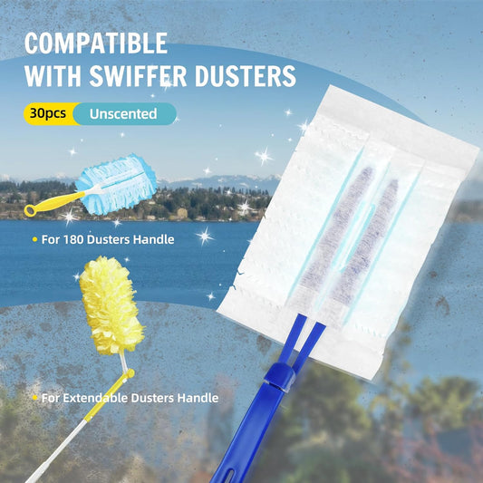 30 repuestos de plumero compatibles con Swiffer Dusters 180 Mango extensible,