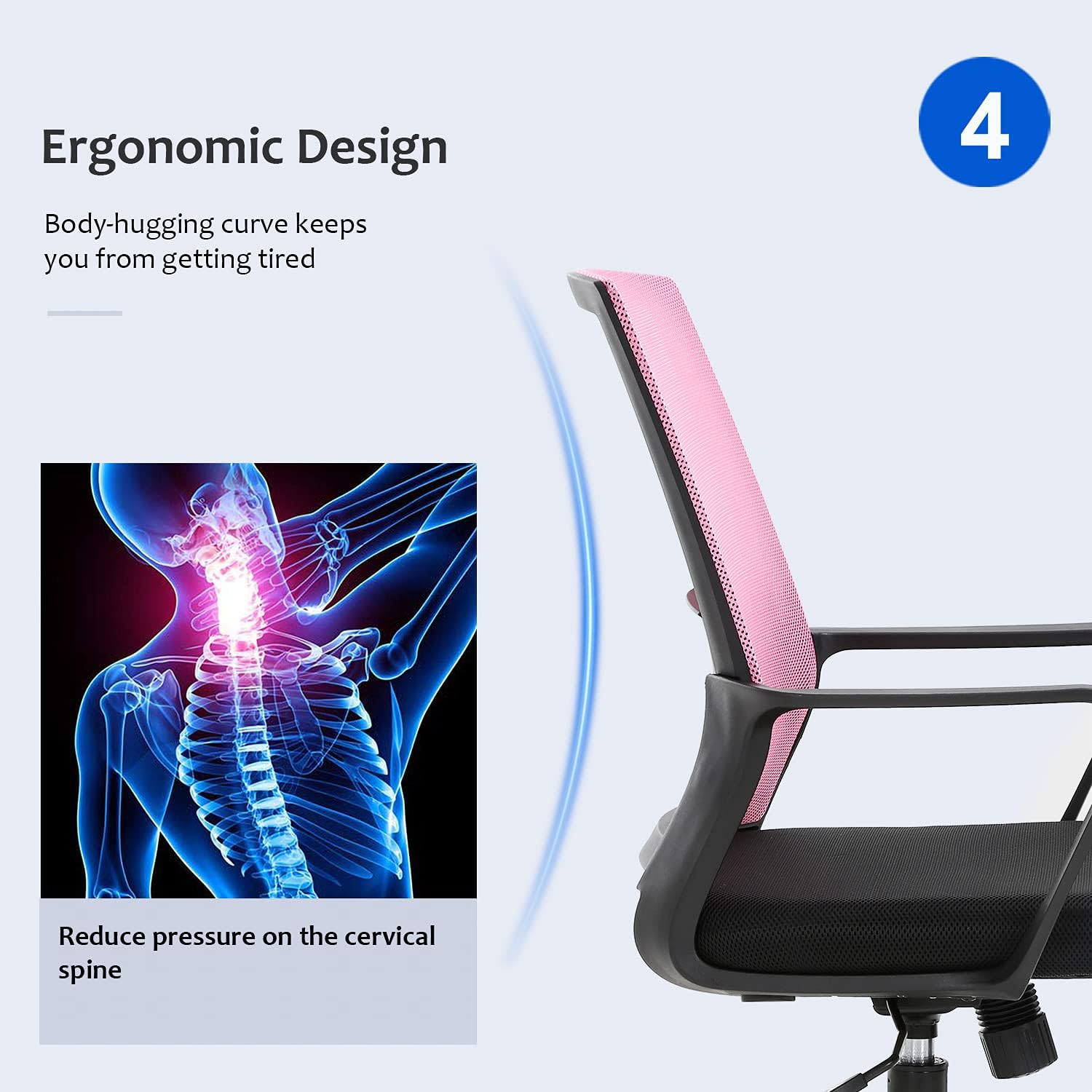 Silla de escritorio ergonómica de malla para computadora, moderna, de media...