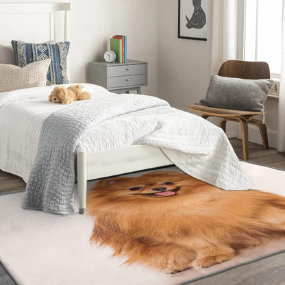 Pomeranian Alfombra de 3 x 4 pulgadas, alfombra para perro, alfombra lavable