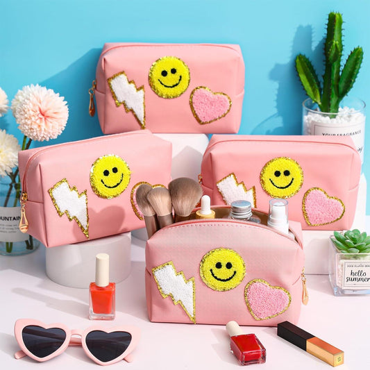 15 piezas de parche Preppy bolsa de maquillaje de letras de chenilla bolsa de