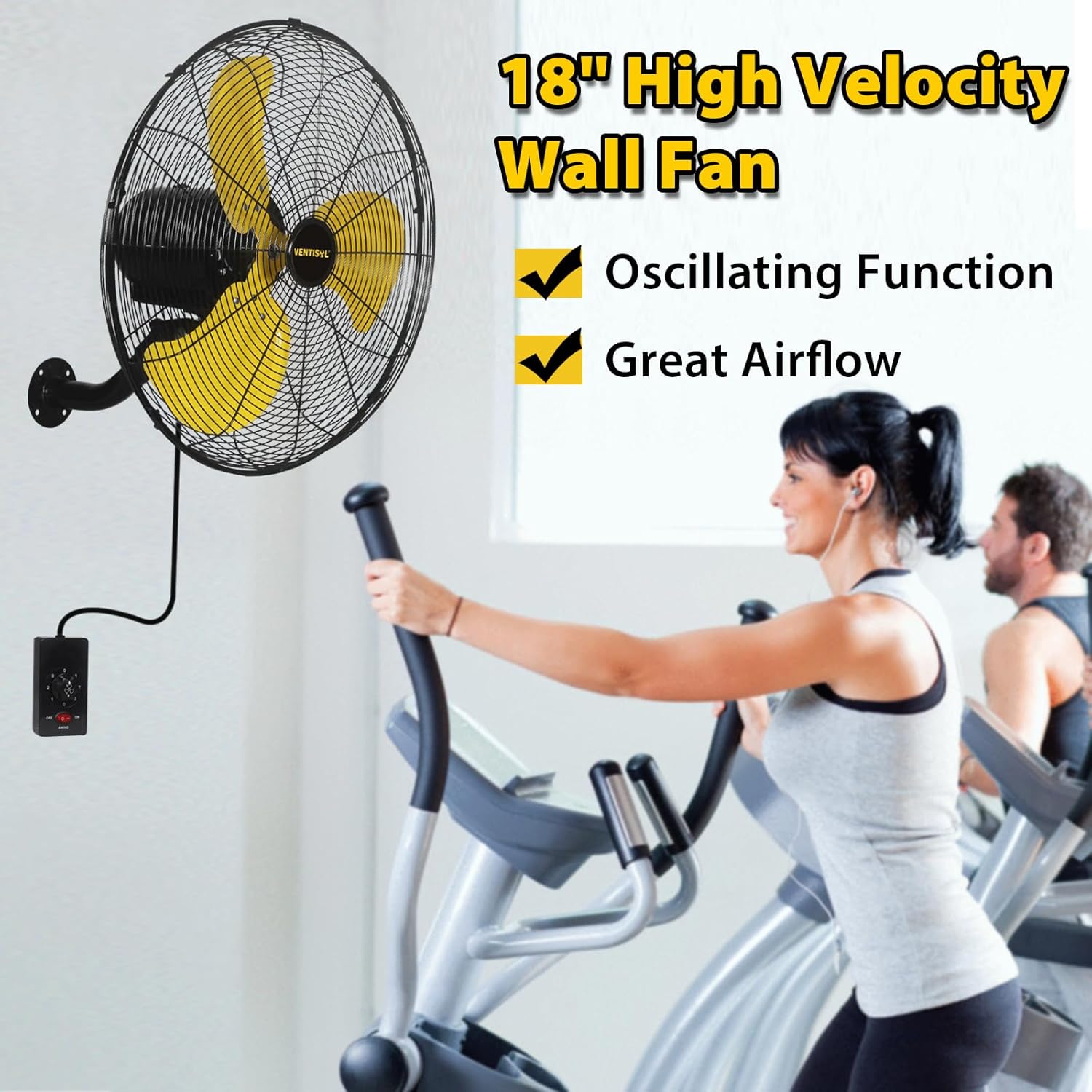 VENTISOL Ventilador oscilante de alta velocidad de 18 pulgadas, 3 velocidades,...