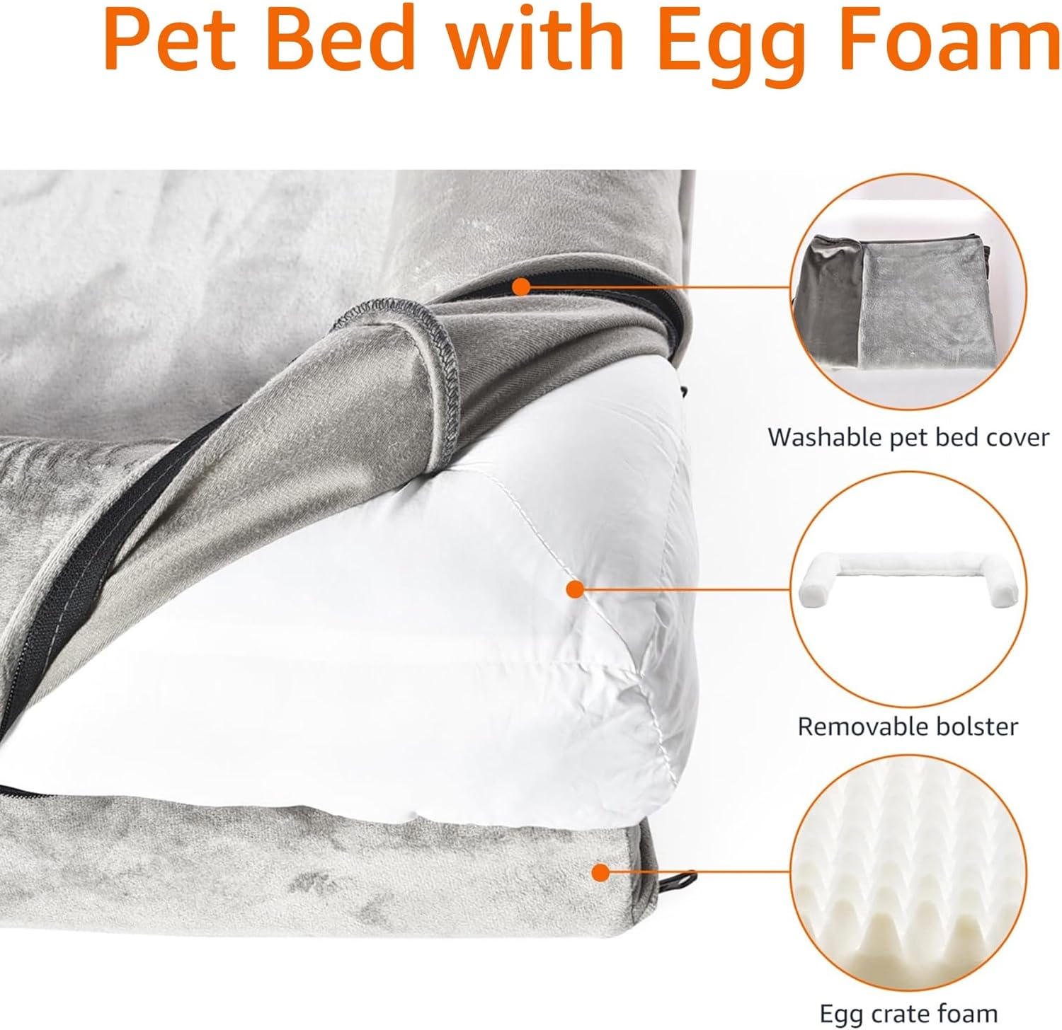 Tienda Basics Sofá ortopédico de espuma para sala de estar, cama para perros y...