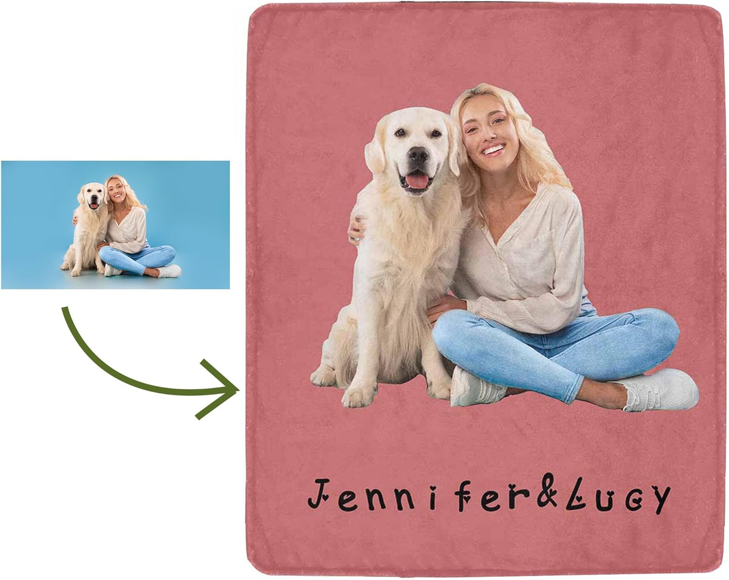 M YESCUSTOM Manta personalizada para perros con tu propia foto y texto, manta...