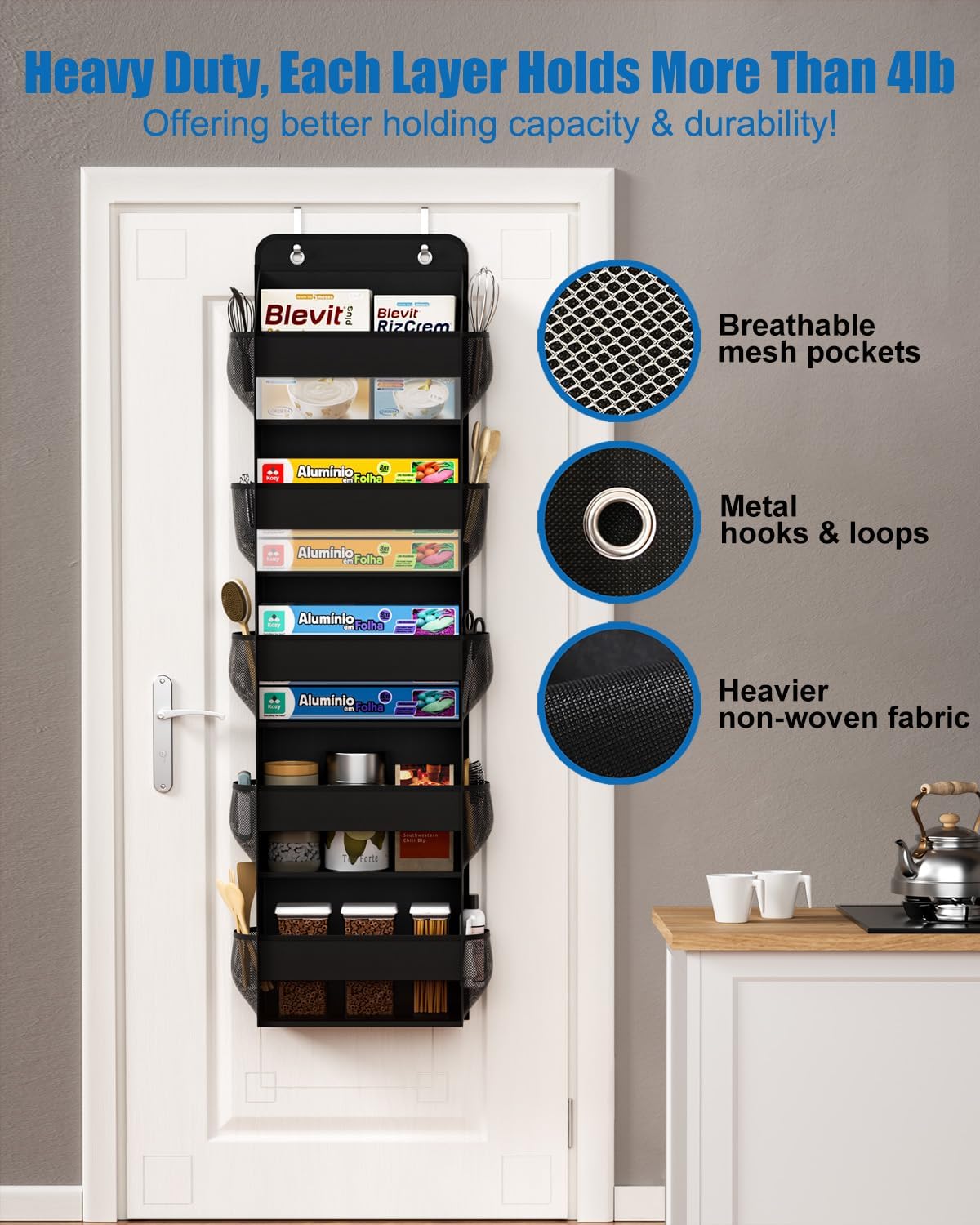 Organizador de almacenamiento sobre la puerta, organizador de baño para