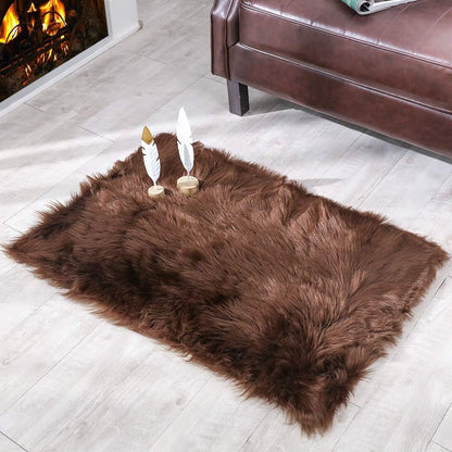 Tapete suave de cuero sintético de oveja, lanudo y lujoso, grande (para decorar