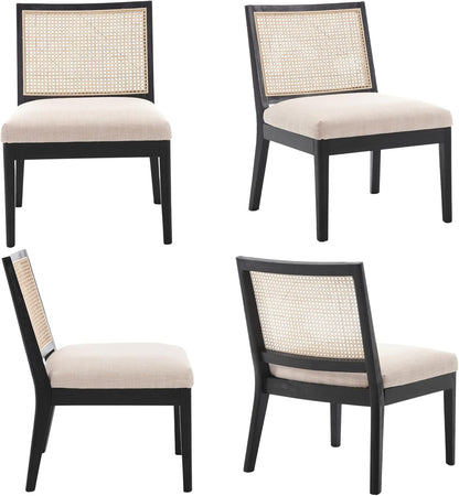 Silla decorativa moderna de ratán estilo rústico de mediados de siglo, cómoda