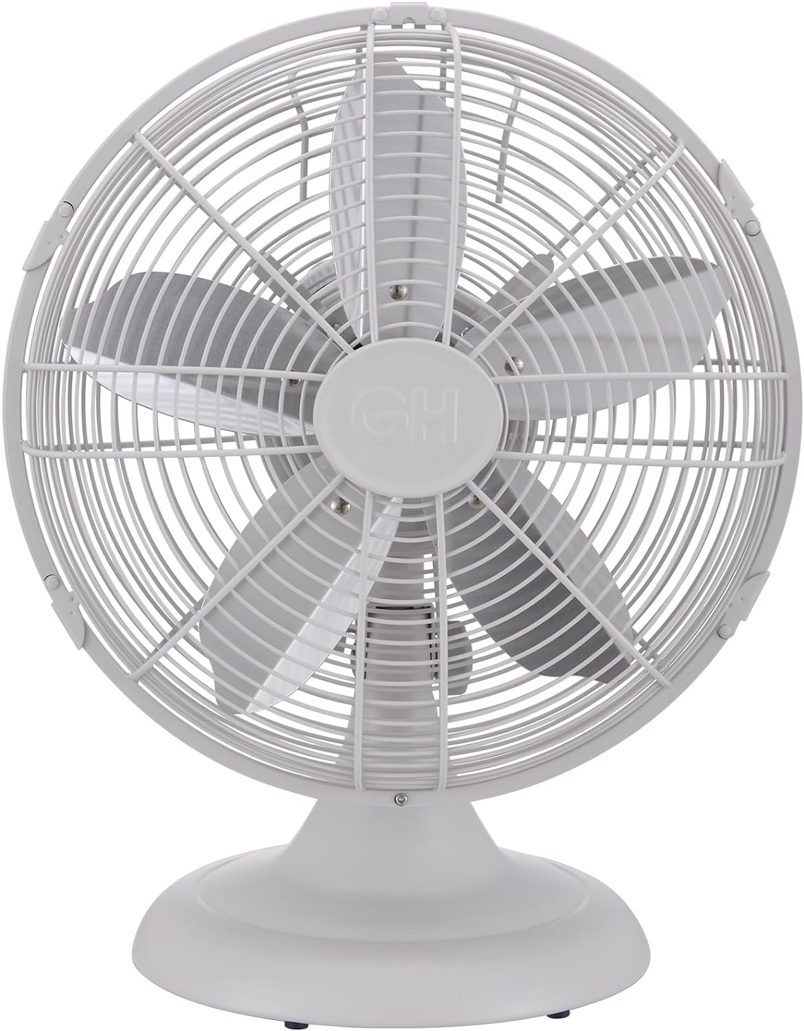 Good Housekeeping Ventilador de mesa retro de 12" totalmente metálico en blanco...
