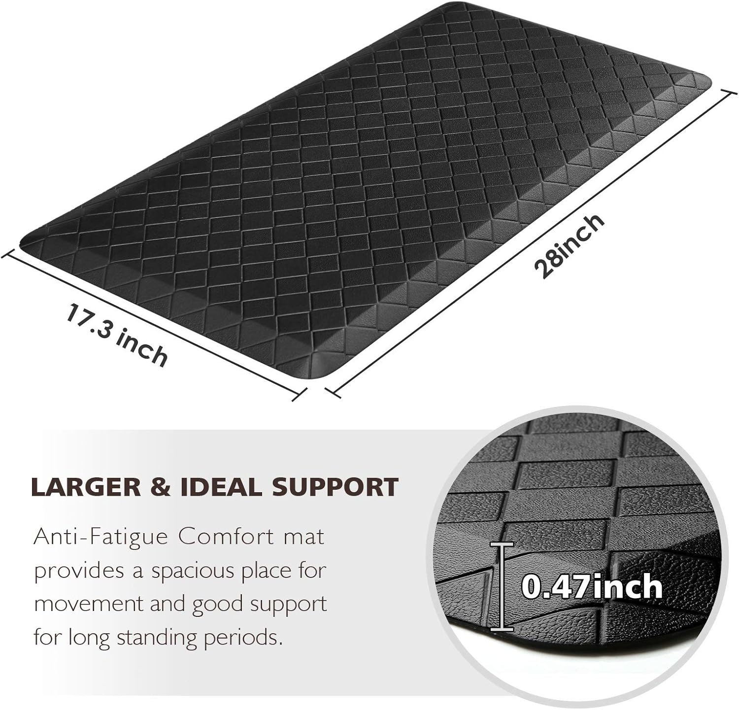 HappyTrends - Tapete para suelo acolchado antifatiga, 17.3 x 28 pulgadas,...