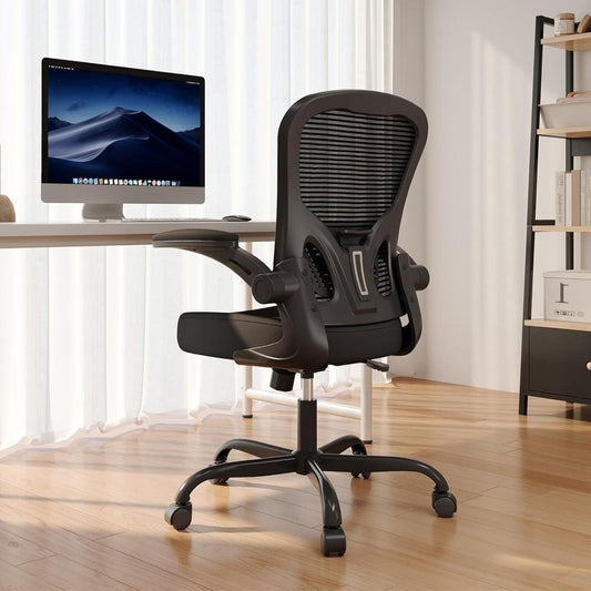 Silla de oficina Synorla Negro con reposabrazos abatibles