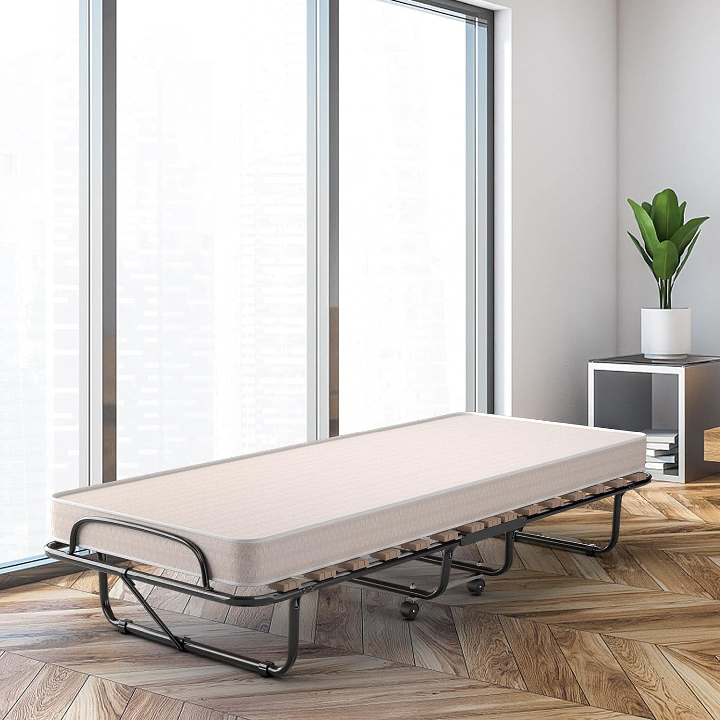 Camas plegables con colchón de espuma viscoelástica, cama plegable tamaño cuna