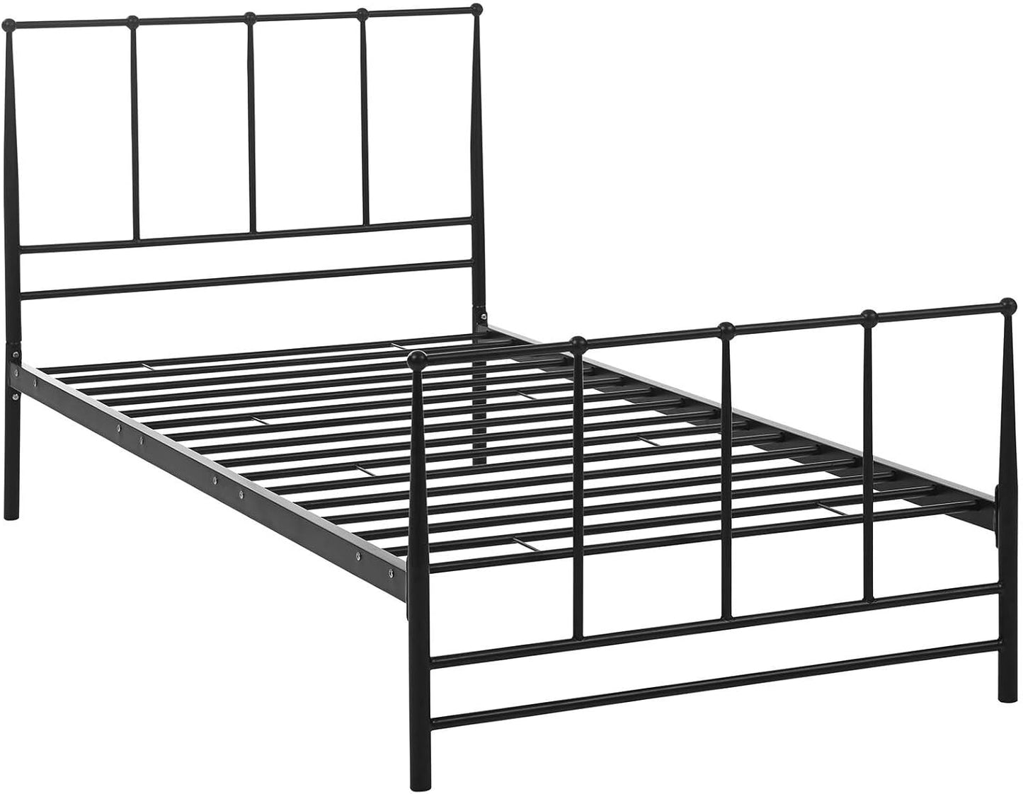 Modway Cama de plataforma gemela de metal de acero con soporte de listones de...