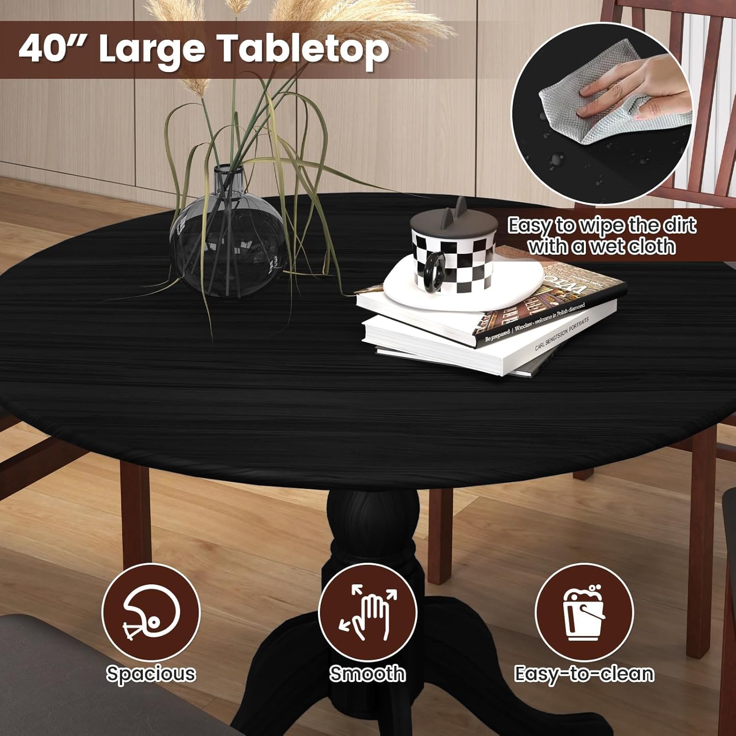 Mesa de comedor redonda para 4, mesa de cocina de 40 pulgadas con marco de