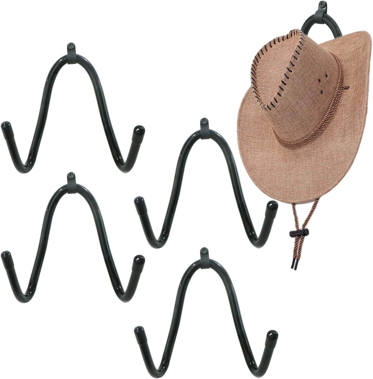 Organizador de sombreros de vaquero para sombreros de pared, ganchos para...
