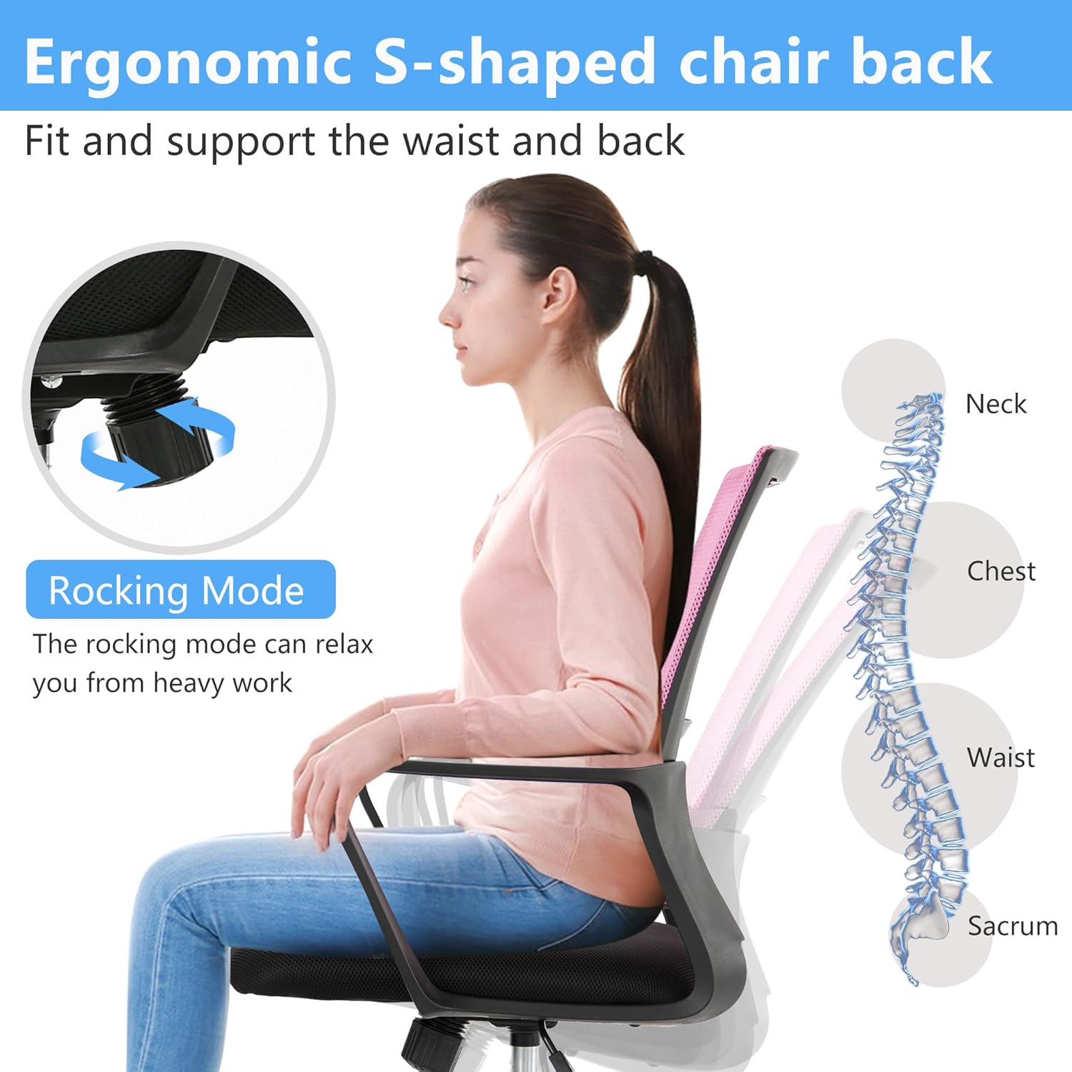PayLessHere Silla de oficina para computadora, silla ergonómica de malla,...