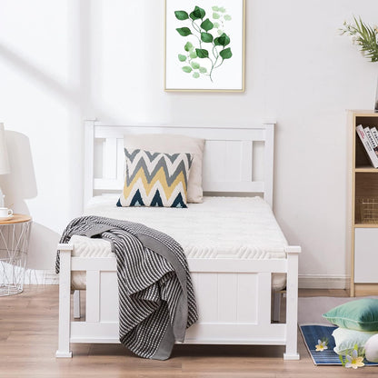 Base de cama de plataforma de madera maciza de tamaño individual, cama