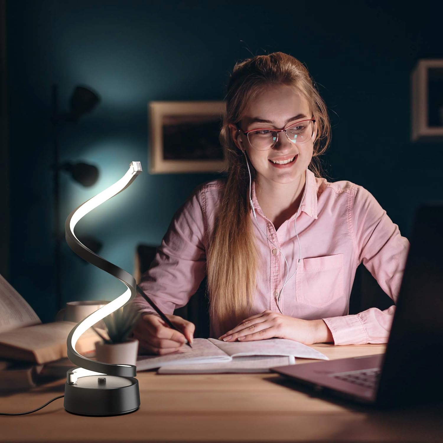 Lámpara LED Circular Y En Espiral Para Mesa O Escritorio, Diseño Minimalista Creativo Y Contemporáneo