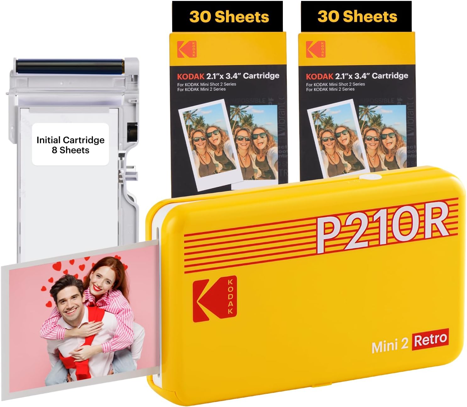 KODAK Mini 2 Retro 4PASS - Impresora fotográfica portátil (2.1 x 3.4 pulgadas),...
