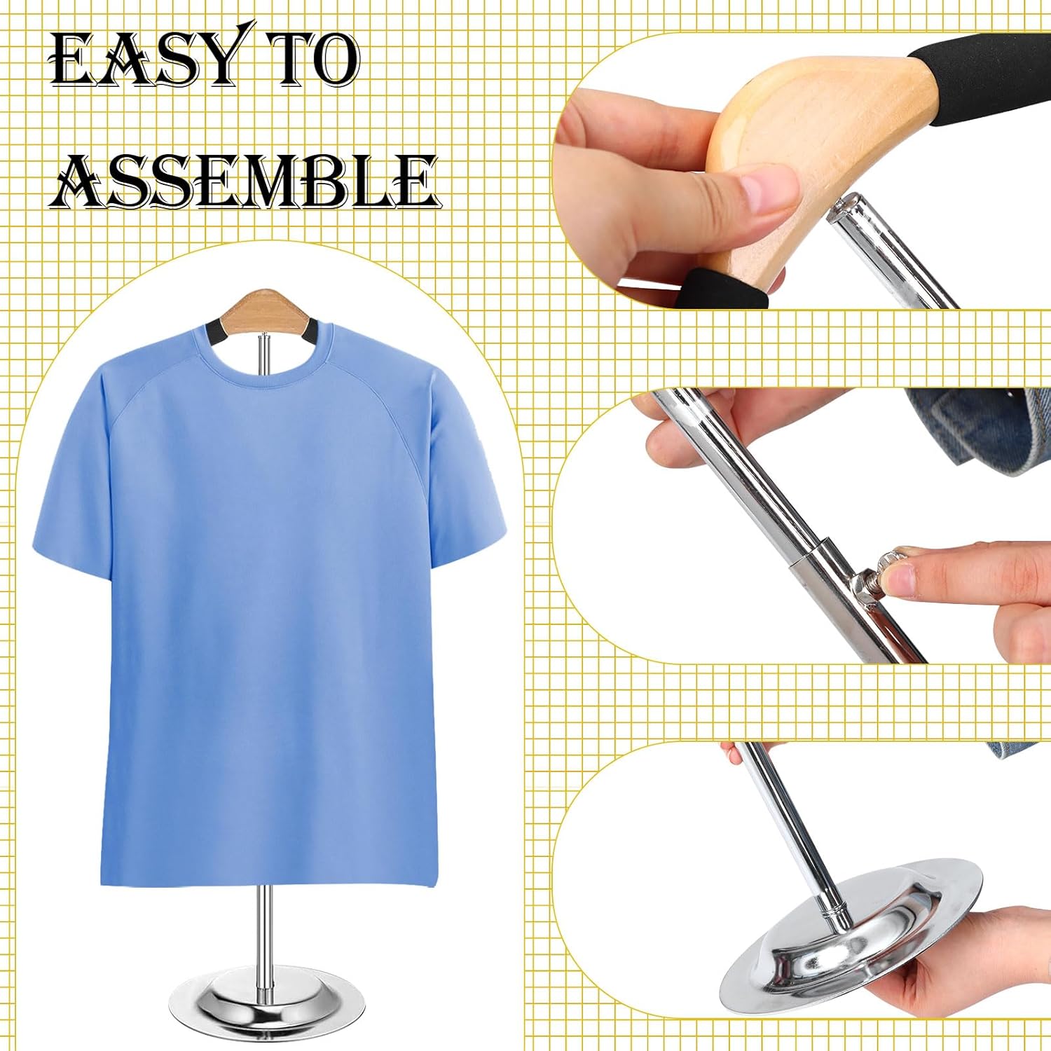 Pantalla de camiseta ajustable para niños, soporte de hombro flexible, estante...