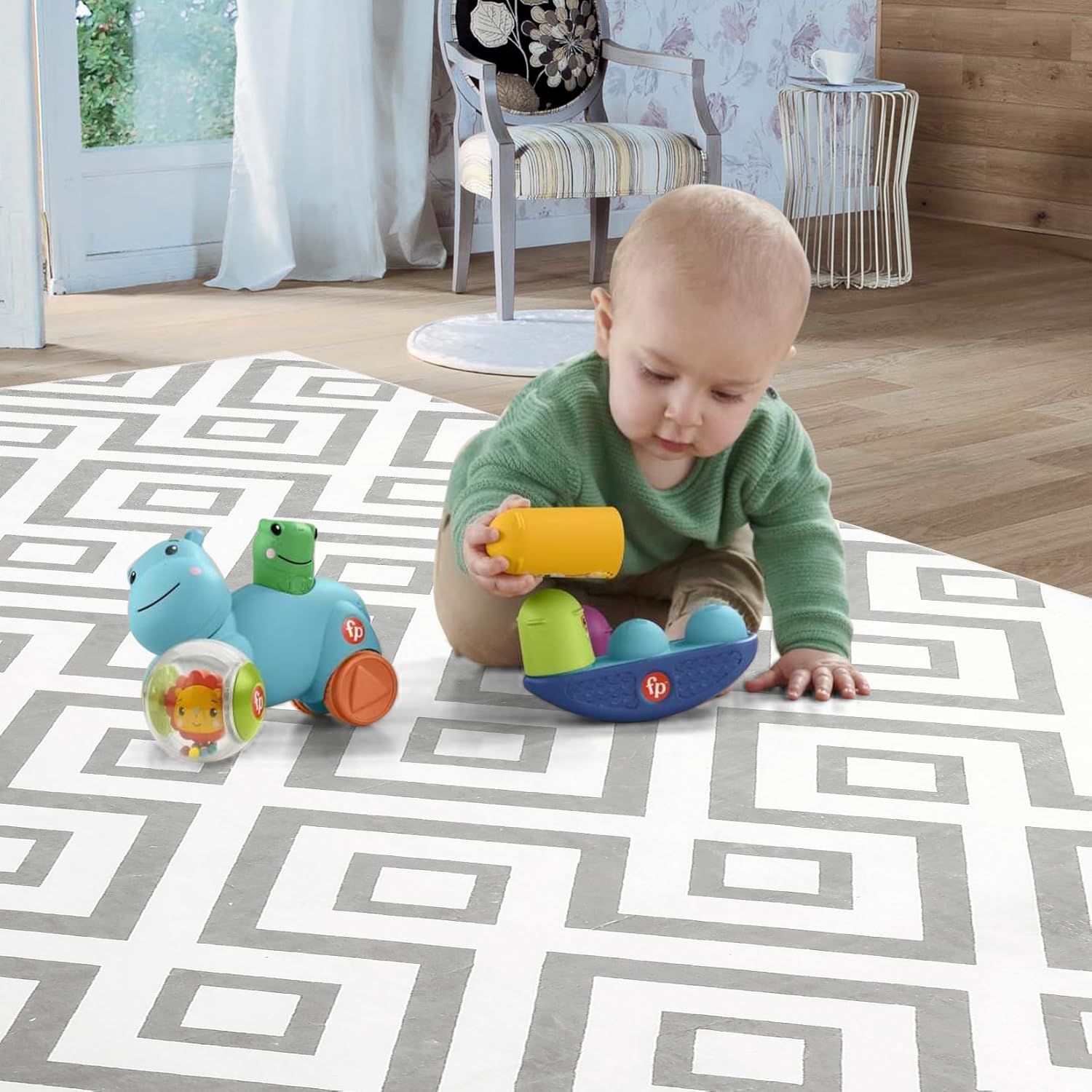 Zacoo Alfombra lavable de 2 x 3 pies, alfombra moderna geométrica para...