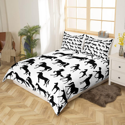 Erosebridal Juego de ropa de cama de caballo para niñas, funda de edredón de...