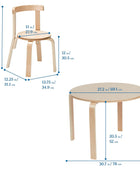 ECR4Kids Bentwood - Juego de mesa redonda y silla curvada, muebles para niños,...