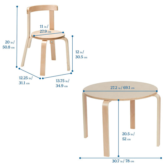 ECR4Kids Bentwood - Juego de mesa redonda y silla curvada, muebles para niños,...