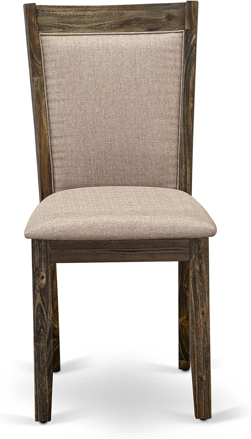 Monza Parson Juego de 2 sillas acolchadas de tela de lino color caqui oscuro,