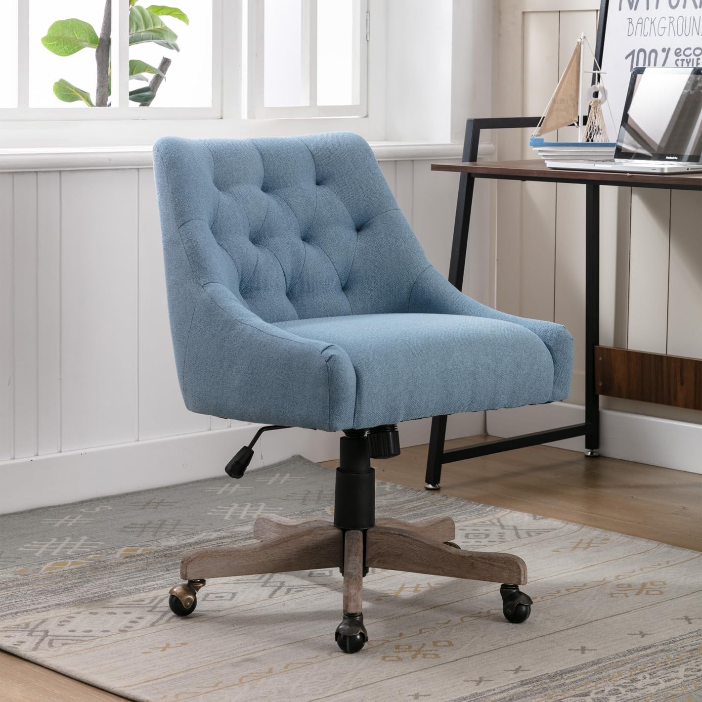 TRIPLE TREE Silla giratoria de 360, moderna silla de oficina tapizada con base...