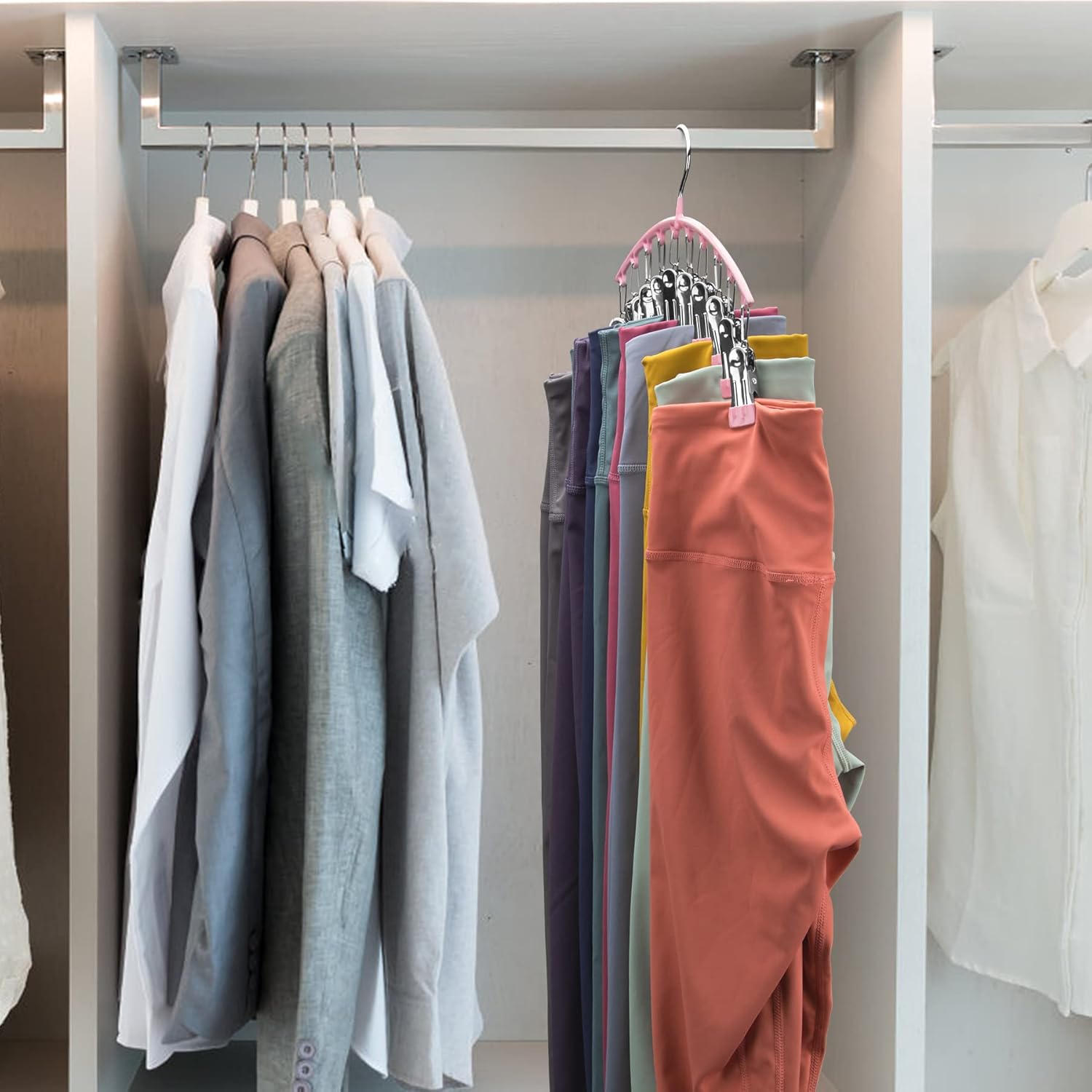 Organizador de leggings para armario, perchas de metal para pantalones de yoga,