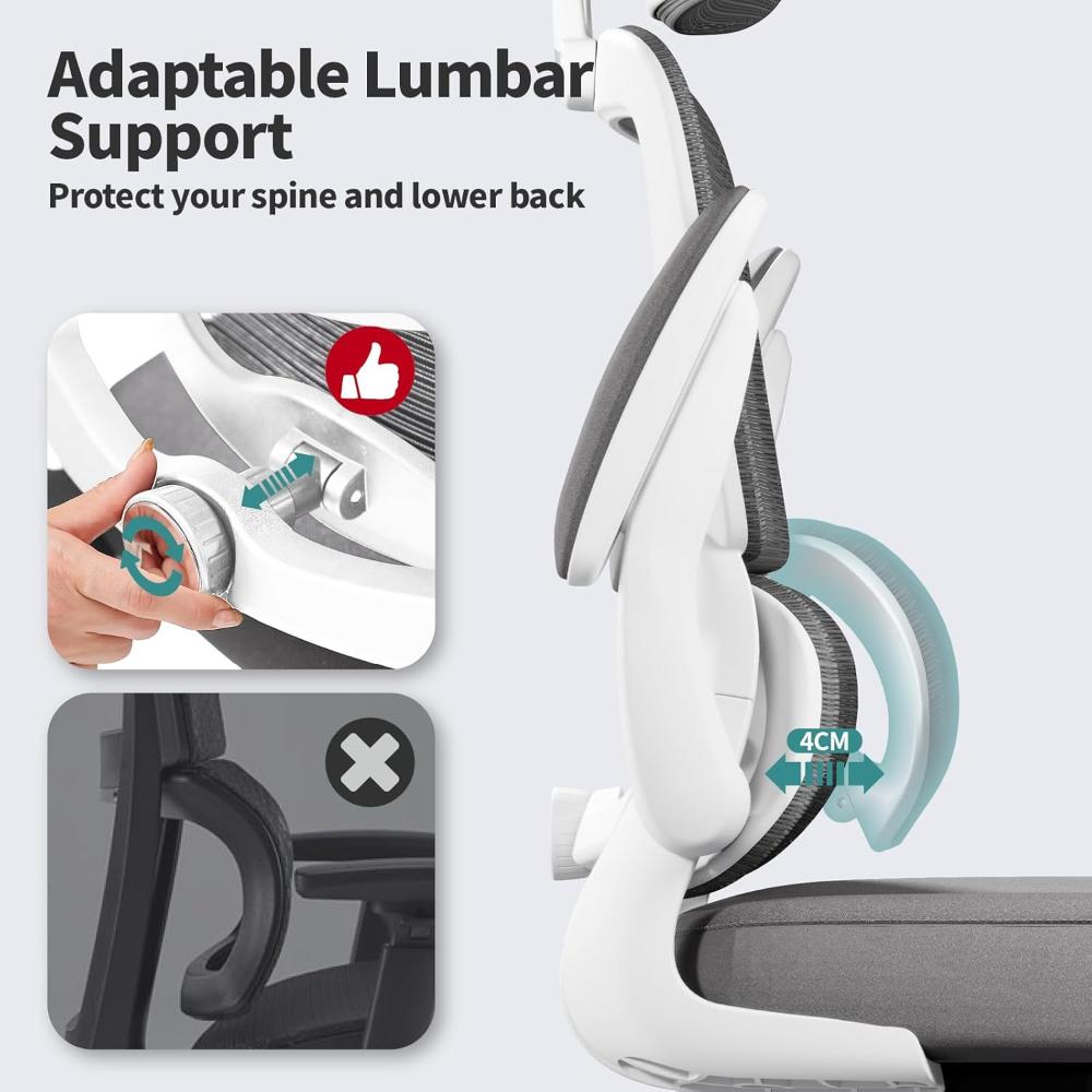 Silla de oficina TRALT Blanco ergonómica de 330 libras