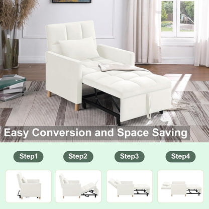 Sofá cama convertible 3 en 1 con almohada, respaldo ajustable y tela de