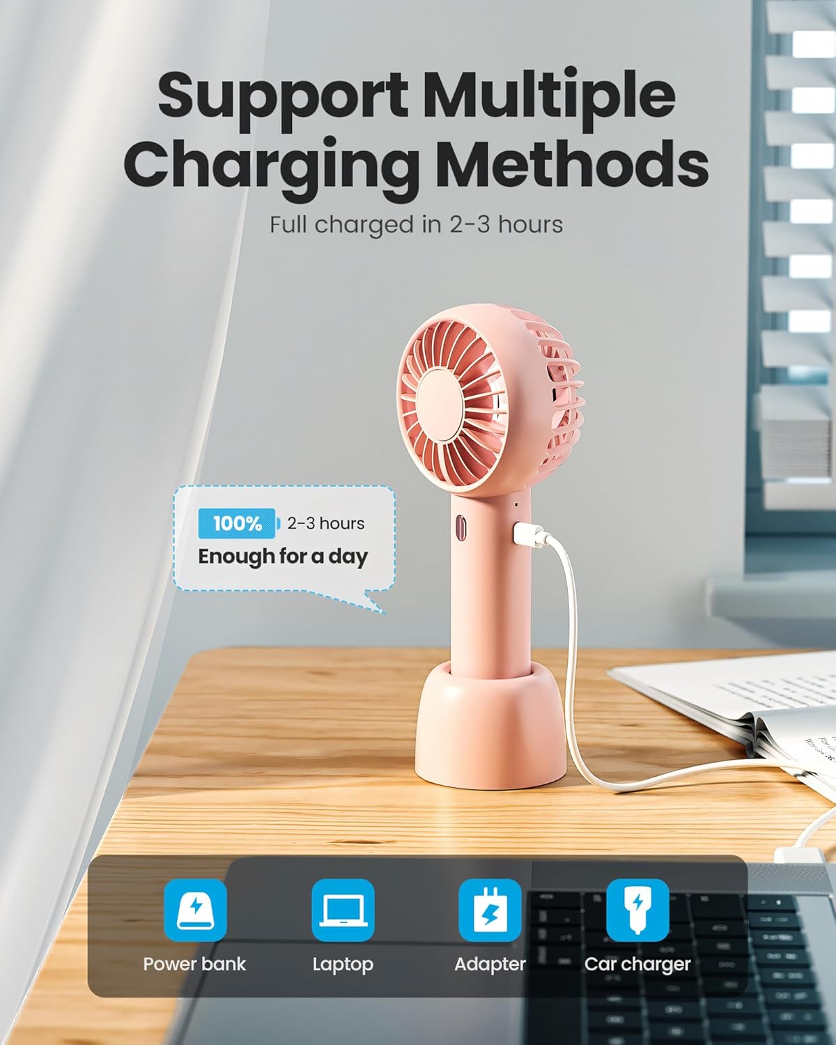 Gaiatop Mini ventilador portátil, pequeño y potente, diseño lindo de 3...