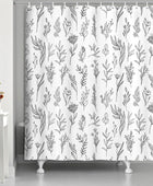 Drgilau Cortina de ducha con diseño floral de plantas, juego de cortinas de...