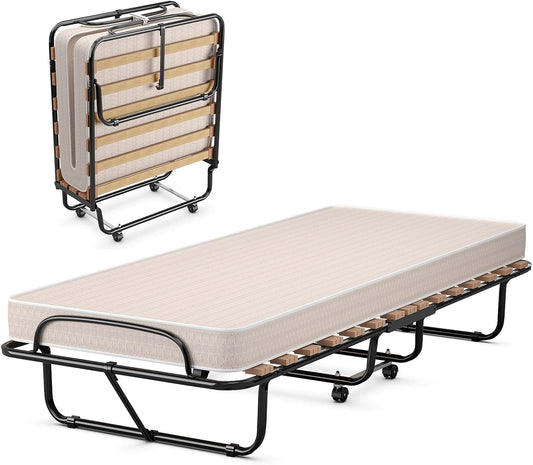 Cama plegable con colchón, cama plegable portátil con colchón de espuma