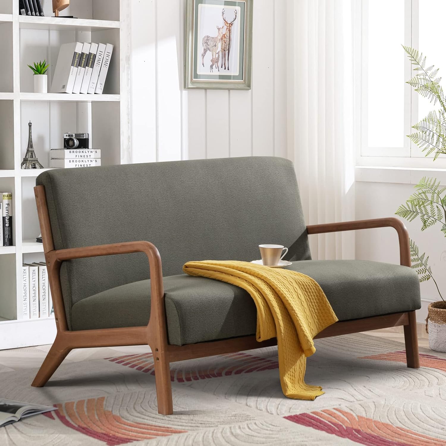 INZOY Sofá biplaza de 50 pulgadas, silla decorativa moderna de mediados de...