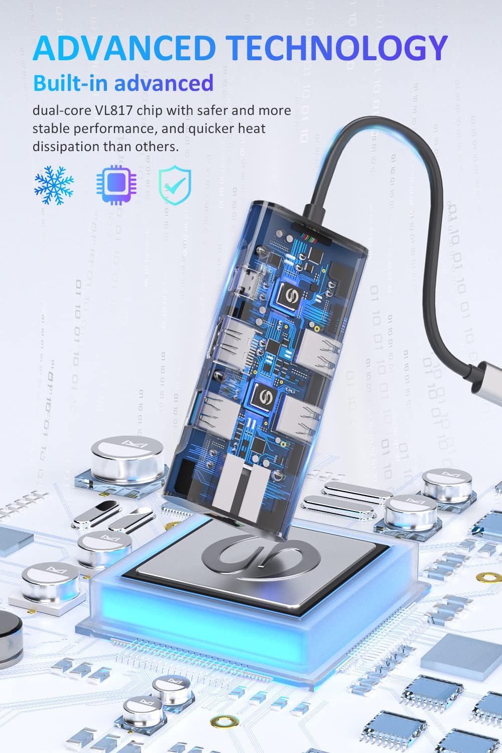 UtechSmart Hub USB C, adaptador multipuerto USB C Ethernet, 6 en 1 USB C a HDMI...