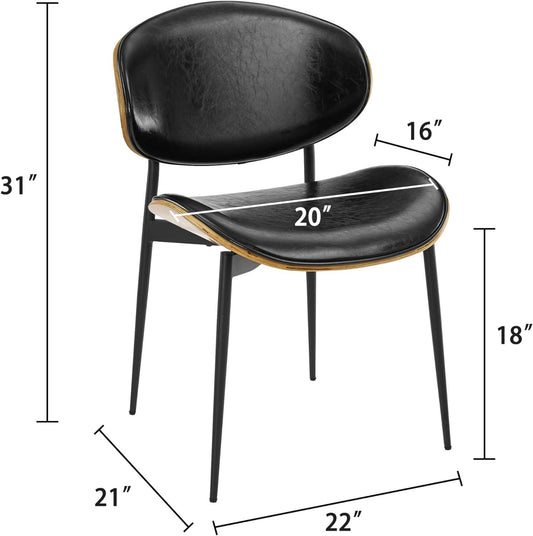 Modernas sillas de comedor de piel sintética, juego de 2, silla de escritorio