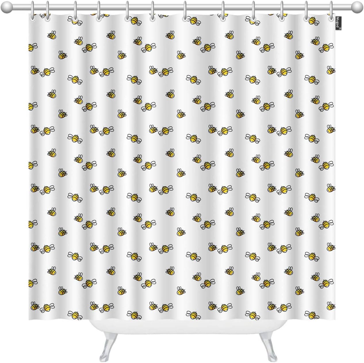 Mugod Cortinas de ducha con diseño de abeja, diseño de abeja de bebé de dibujos...