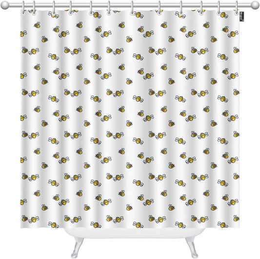 Mugod Cortinas de ducha con diseño de abeja, diseño de abeja de bebé de dibujos...