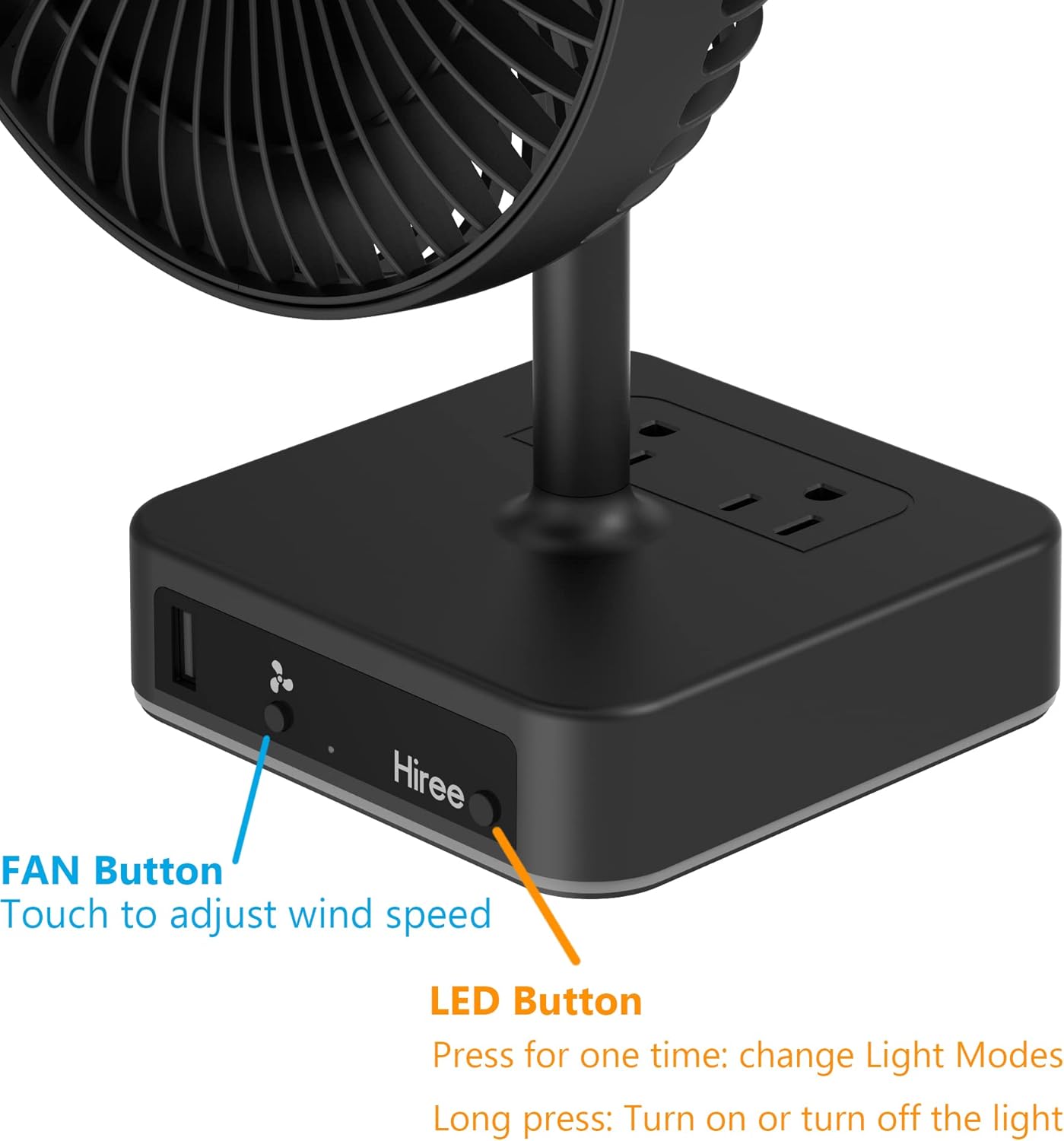Ventilador de escritorio con puerto de carga USB, ventilador de mesa de...