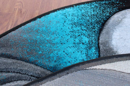 Rugs, Alfombra redonda tejida moderna color turquesa, tallada a mano (7 pies 8