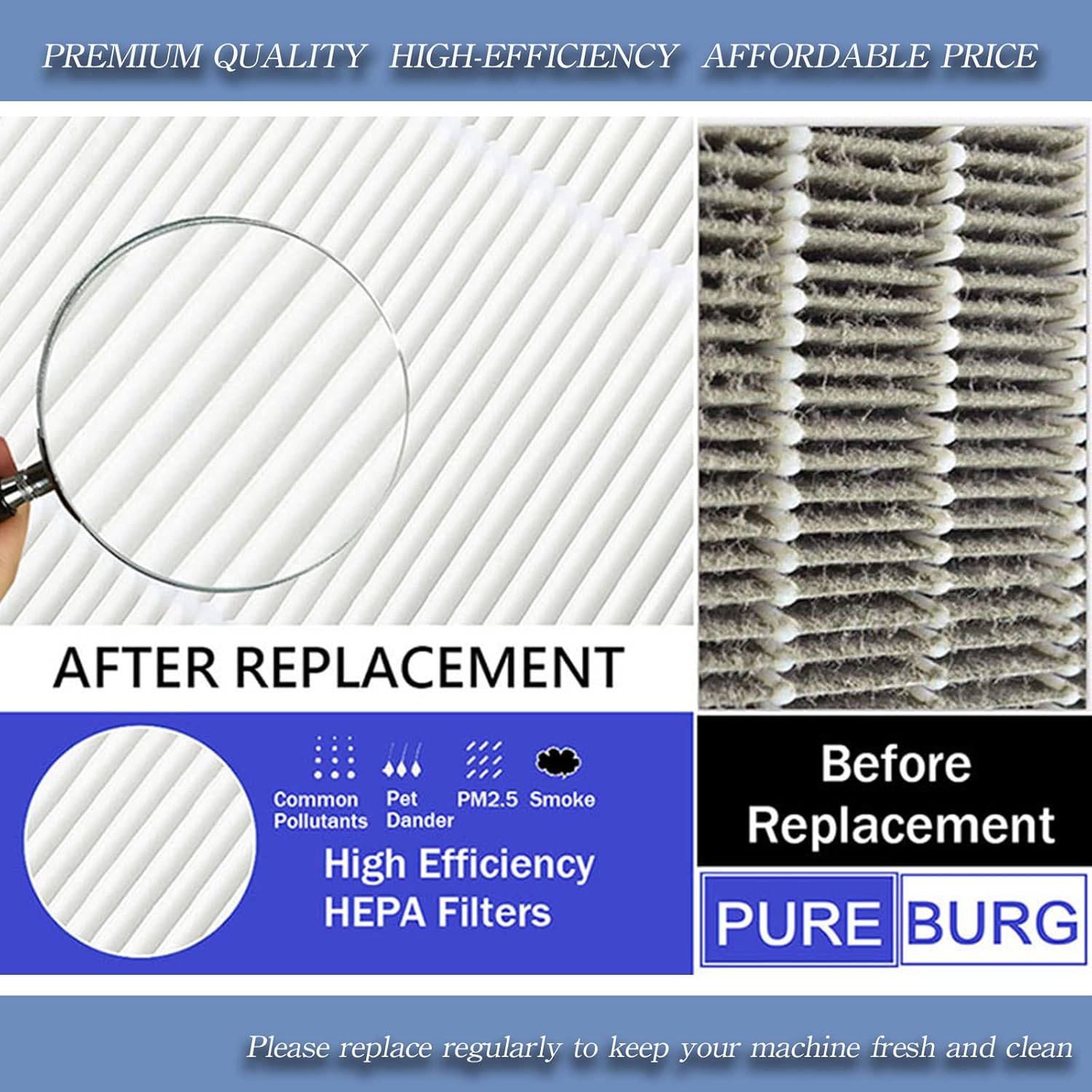 PUREBURG Demi - Filtros de repuesto HEPA verdaderos compatibles con purificador...
