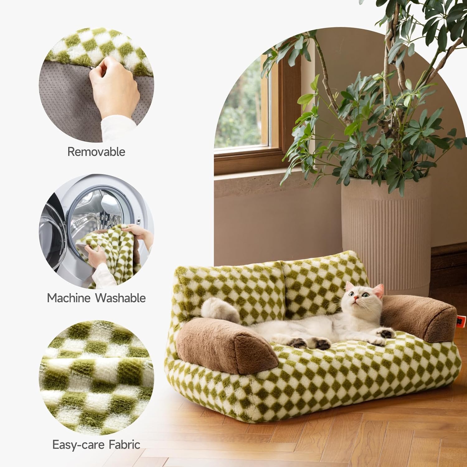 MEWOOFUN Sofá cama para mascotas, camas lavables para gatos y perros medianos y...