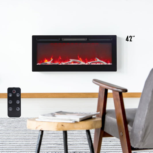 Chimenea eléctrica empotrada y montada en la pared de 42 pulgadas, calentador...