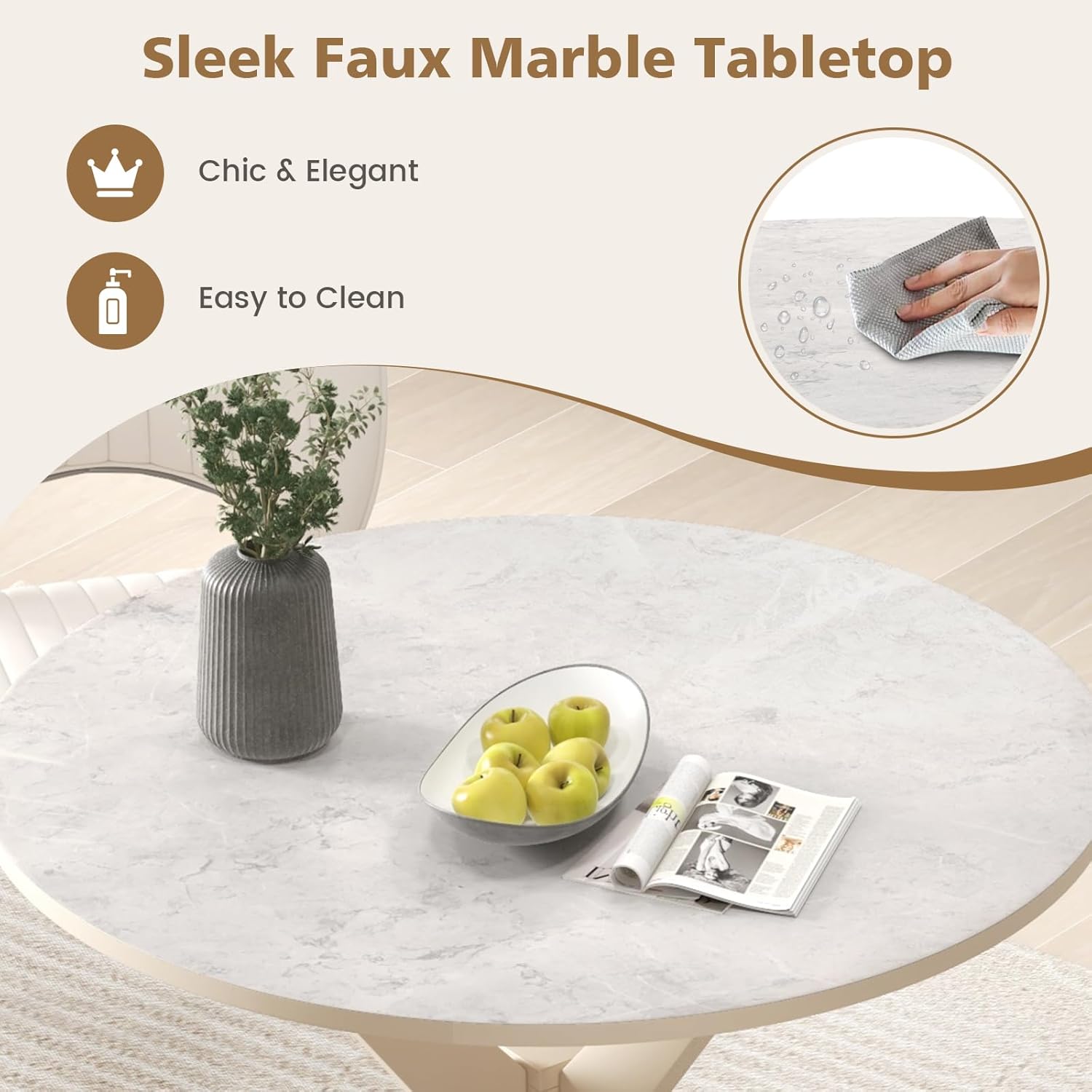 Giantex Mesa de comedor redonda de madera de 36 pulgadas, mesa de cocina de...