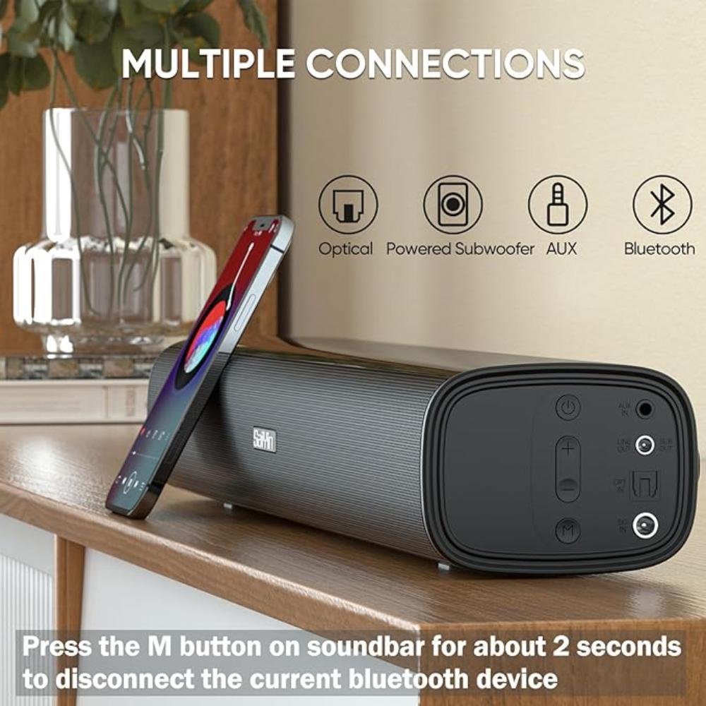 Barra de sonido de 17 pulgadas para Smart TV con conexión Bluetooth 5.3