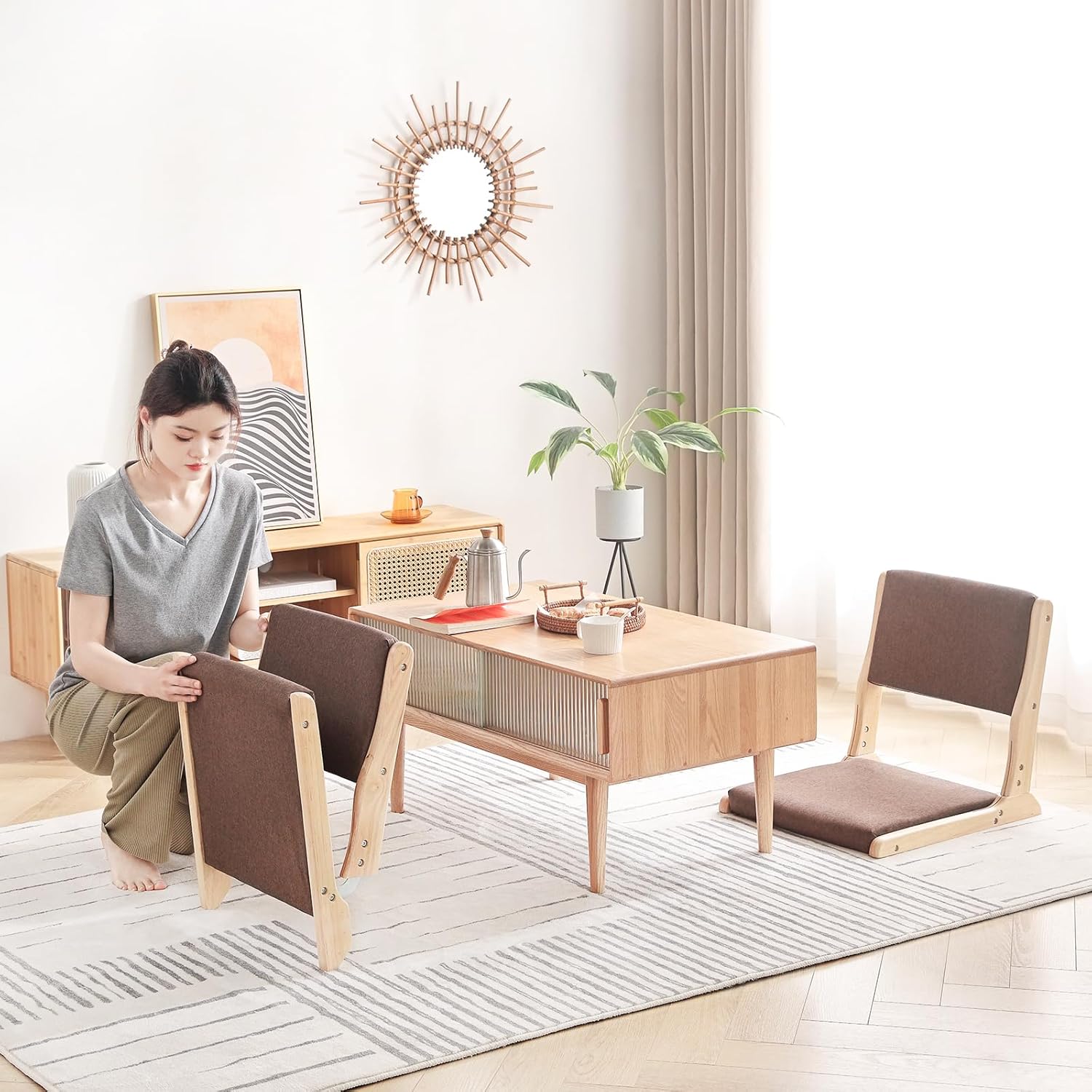 Muebles decorativos de silla Tatami, silla plegable de meditación, asiento de...